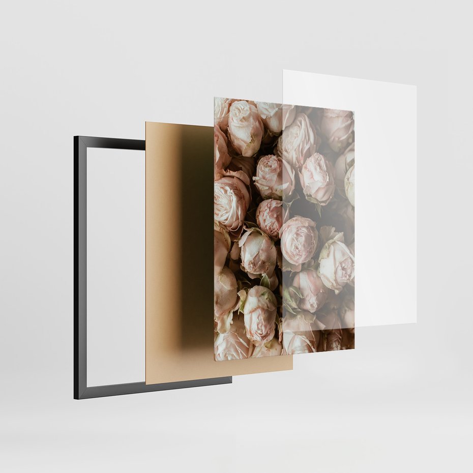 Zestaw obrazy w ramie, plakaty - róże, wino, pościel - rama czarna