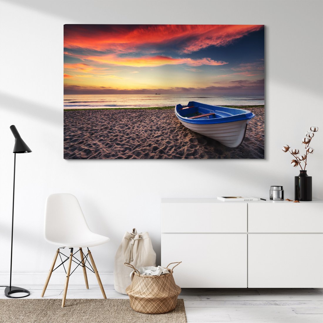 Obraz na płótnie - plaża, łódka, morze
