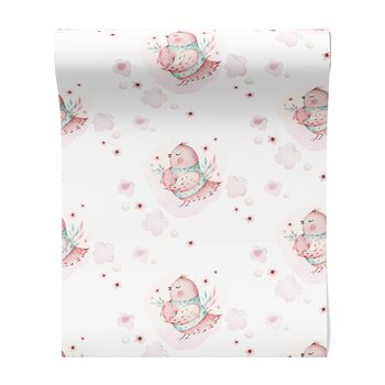 Tapeta - dziecięca, ptak, kwiaty, chmury