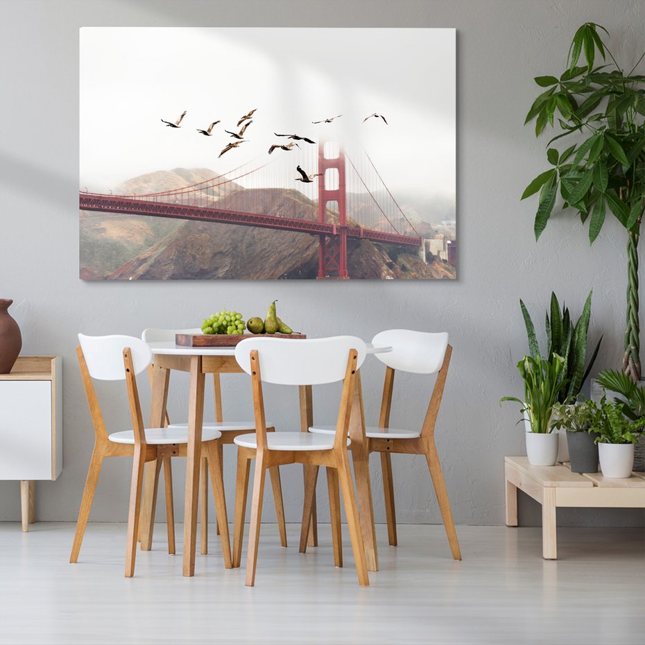Obraz na płótnie - Most, Ptaki, Góry
