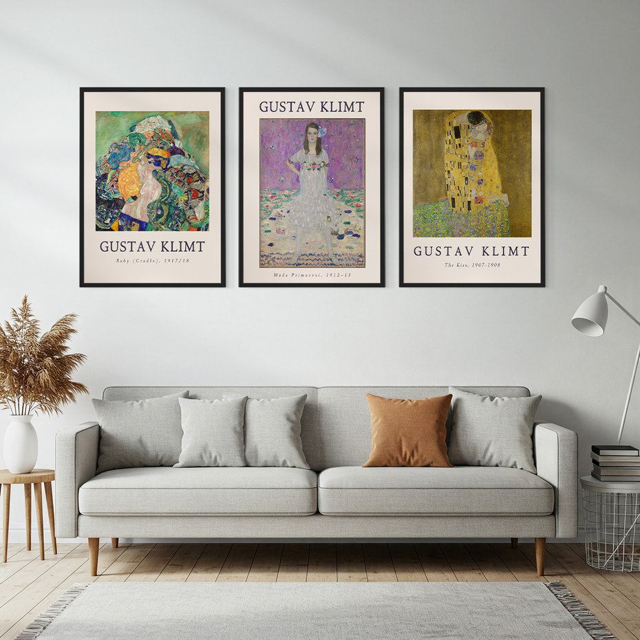 Zestaw obrazy w ramie, plakaty - Gustav Klimt, obraz, sztuka - rama czarna