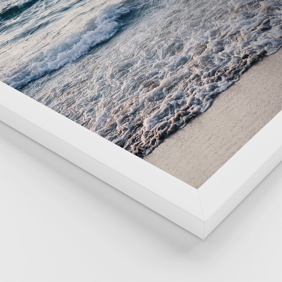 Zestaw obrazy w ramie, plakaty - plaża, morze, piasek - rama biała