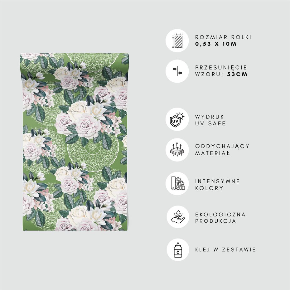 Tapeta - róże, liście, ornamenty
