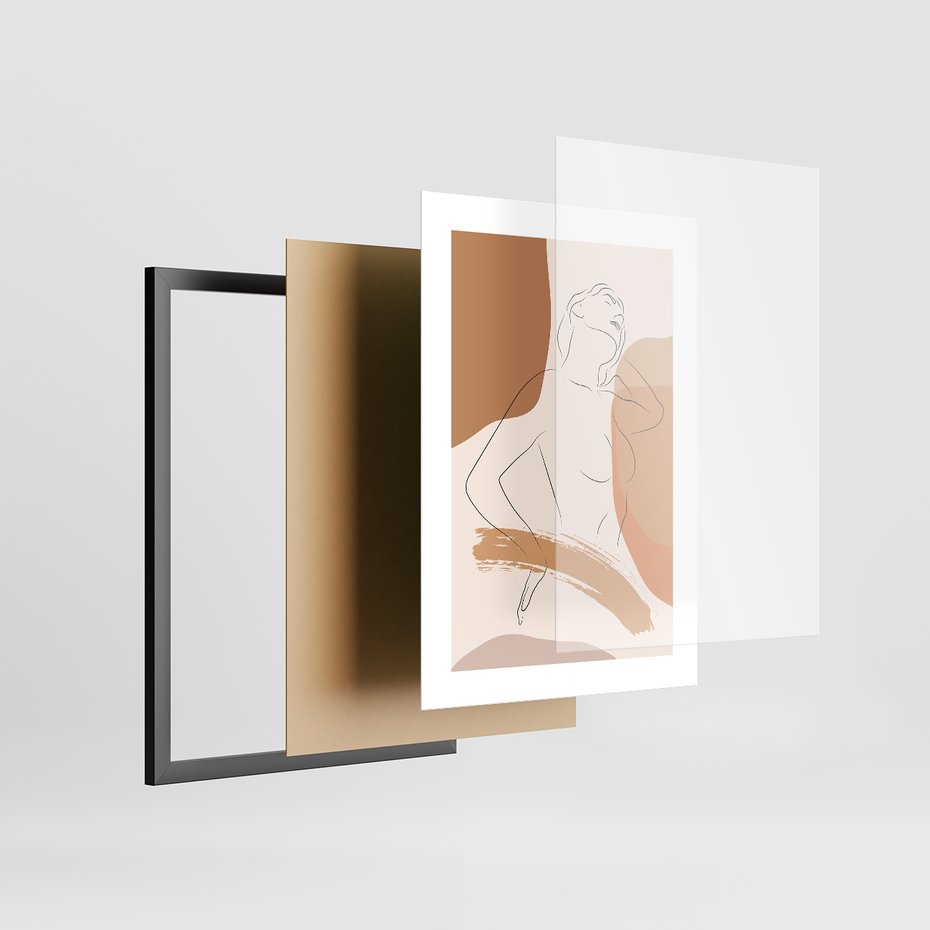 Zestaw obrazy w ramie, plakaty - kobieta, abstrakcja, ciało - rama czarna