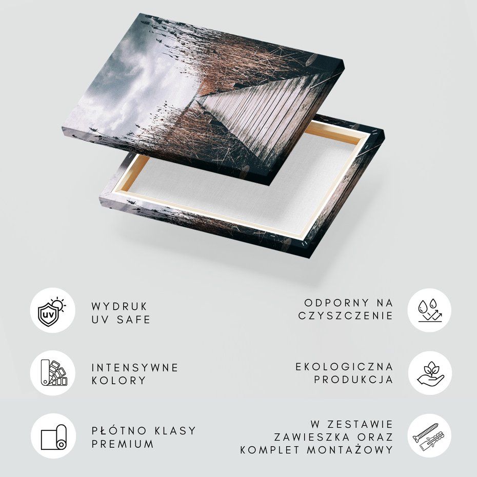 Obraz na płótnie - pomost, trzciny, woda