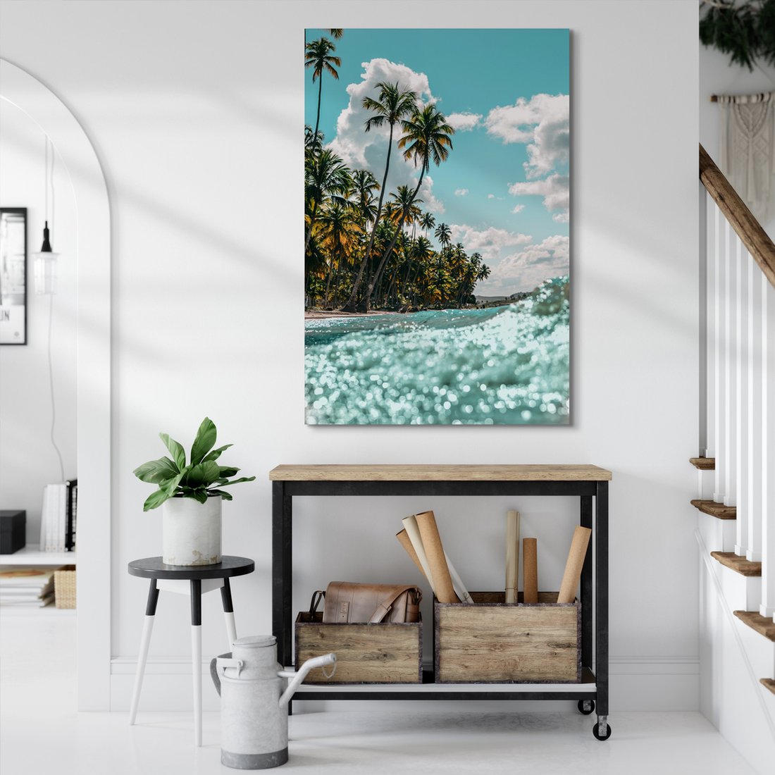 Obraz na płótnie - palmy, plaża, morze