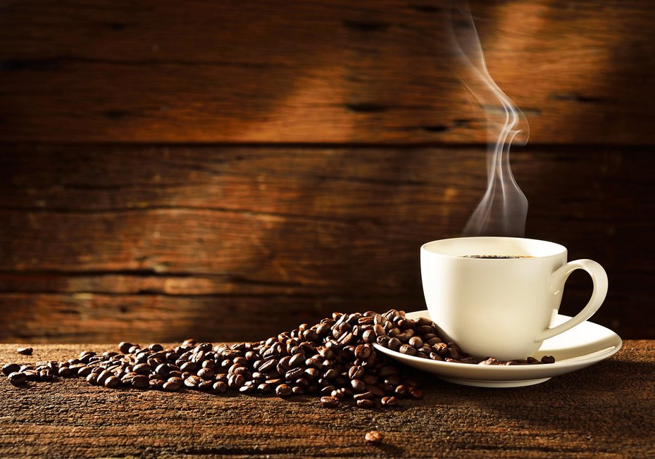 Fototapeta - kawa, ziarna, filiżanka