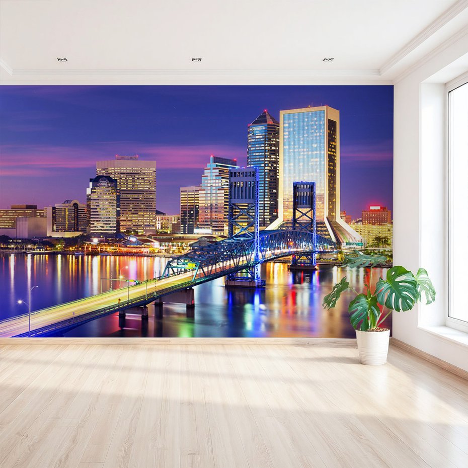 Fototapeta - miasto, most, noc