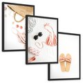 Zestaw obrazy w ramie, plakaty - moda, lato, akcesoria - rama czarna