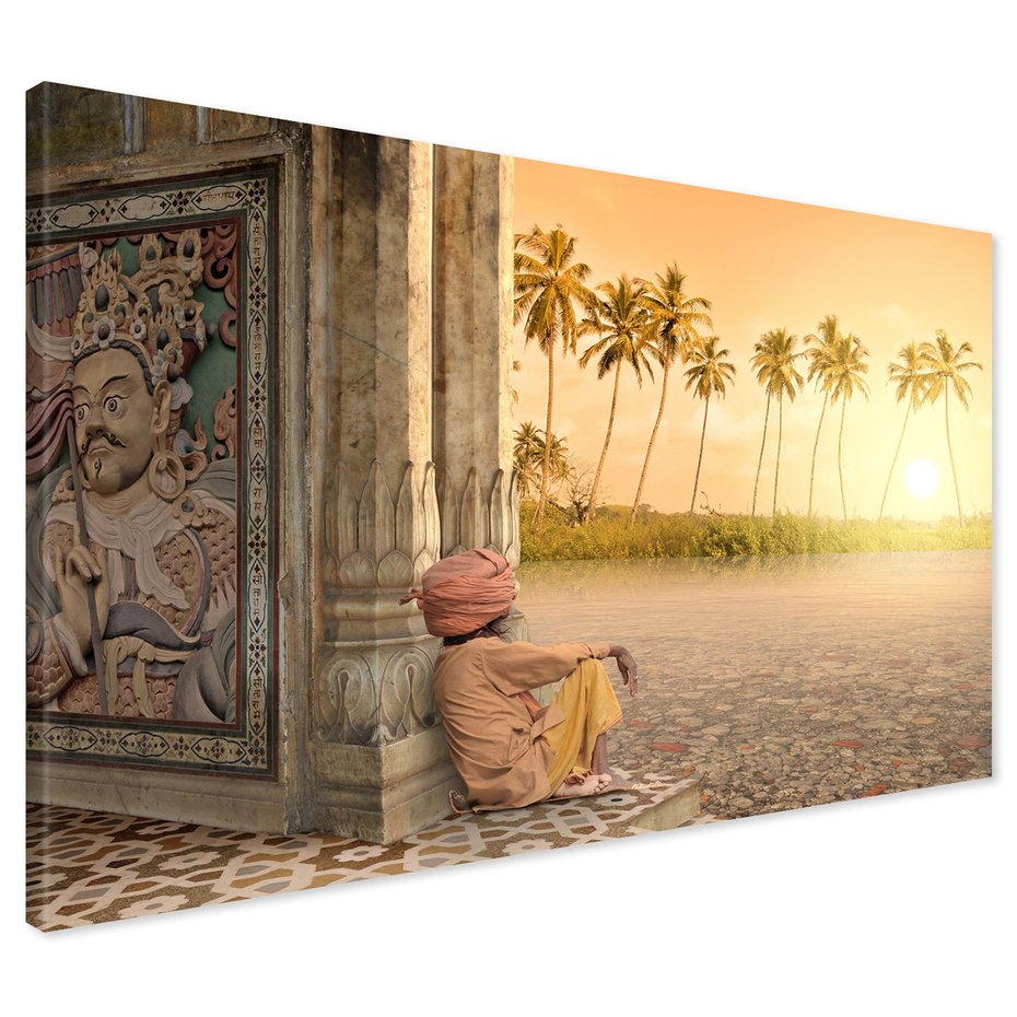 Obraz na płótnie - architektura, człowiek, palmy