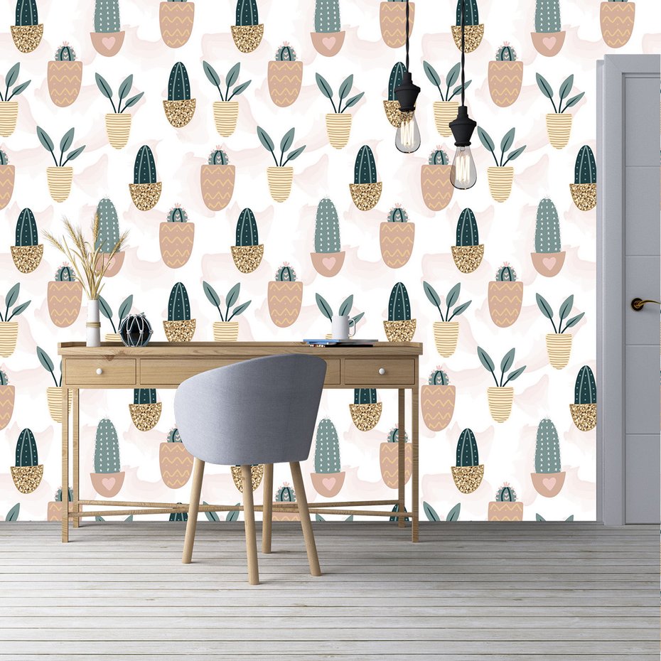 Tapeta - kaktusy, rośliny, doniczki