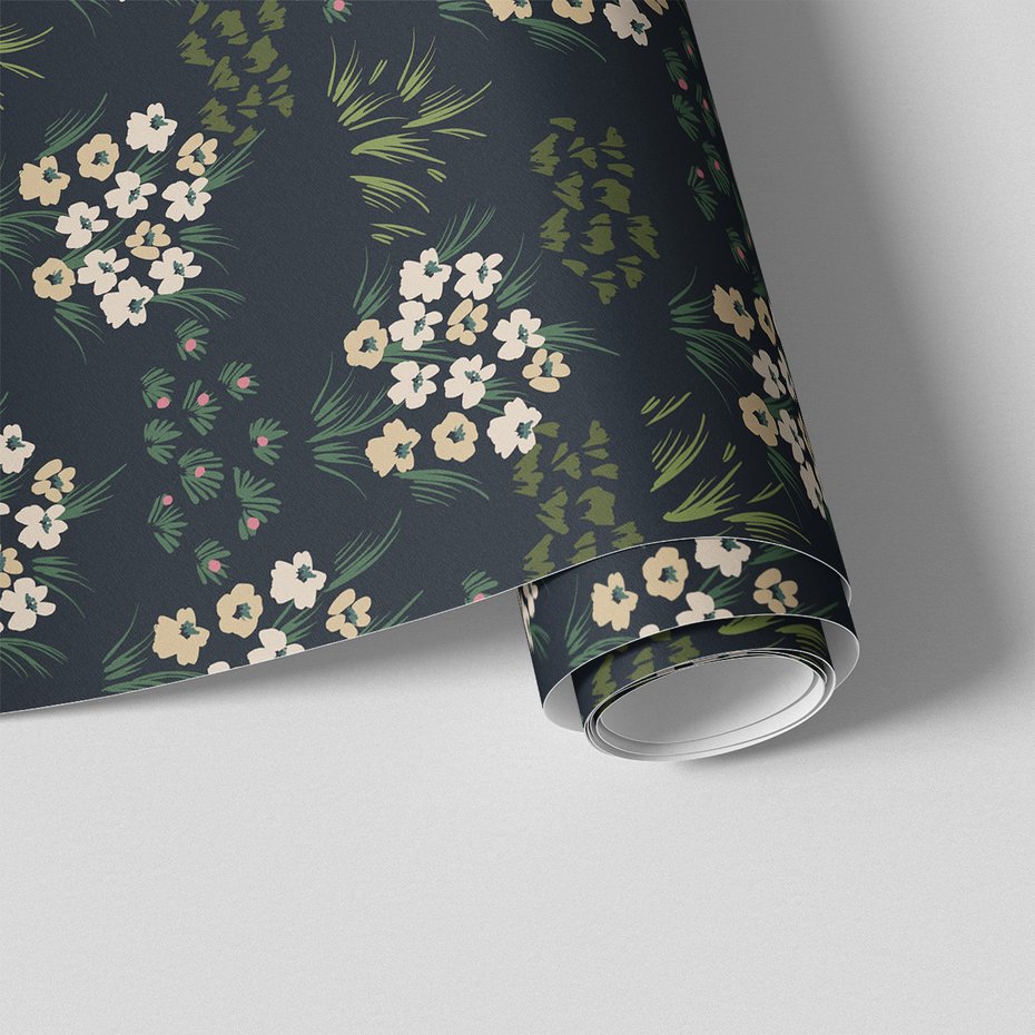 Tapeta - kwiaty, trawa, wzór