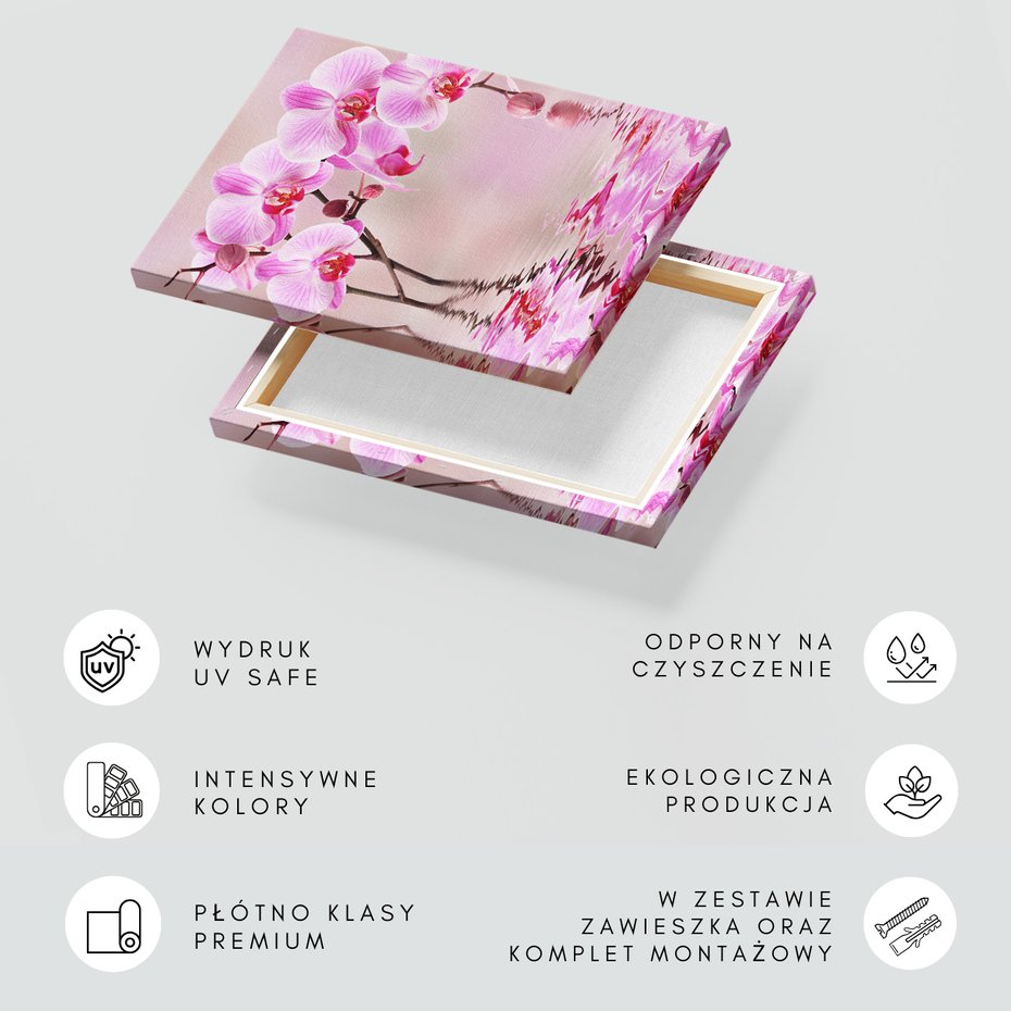 Obraz na płótnie - kwiaty, orchidee, woda