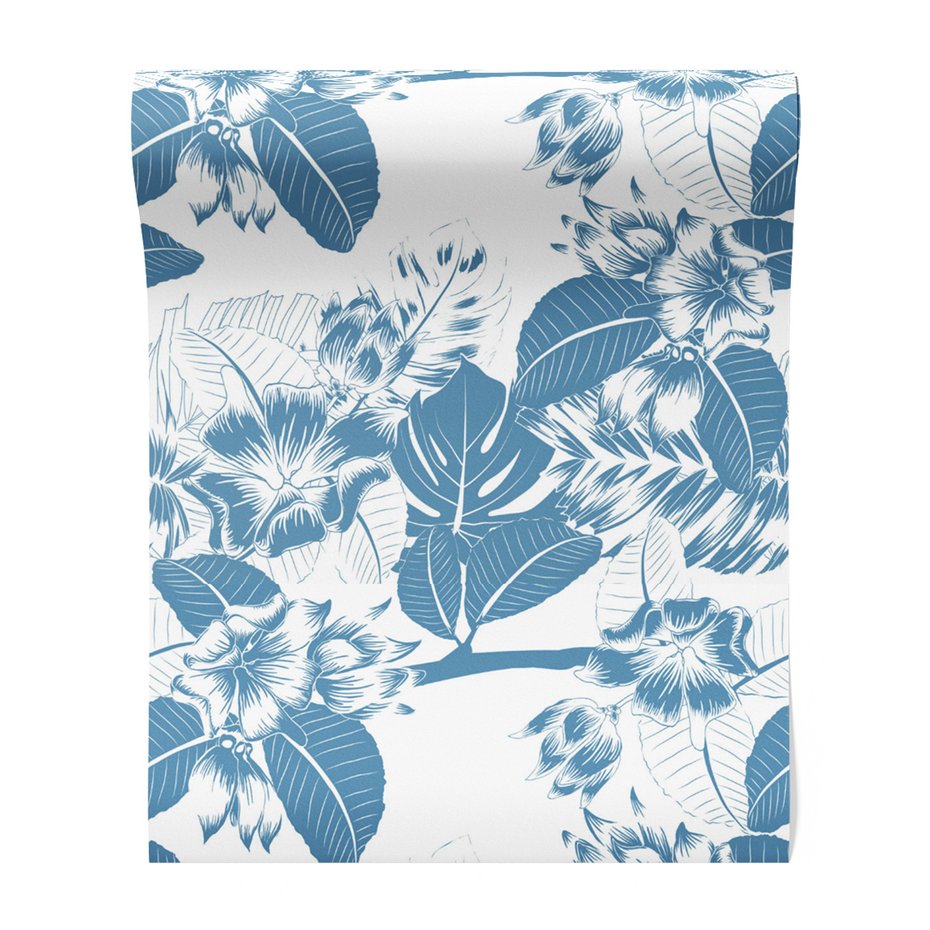 Tapeta - kwiaty, liście, wzór