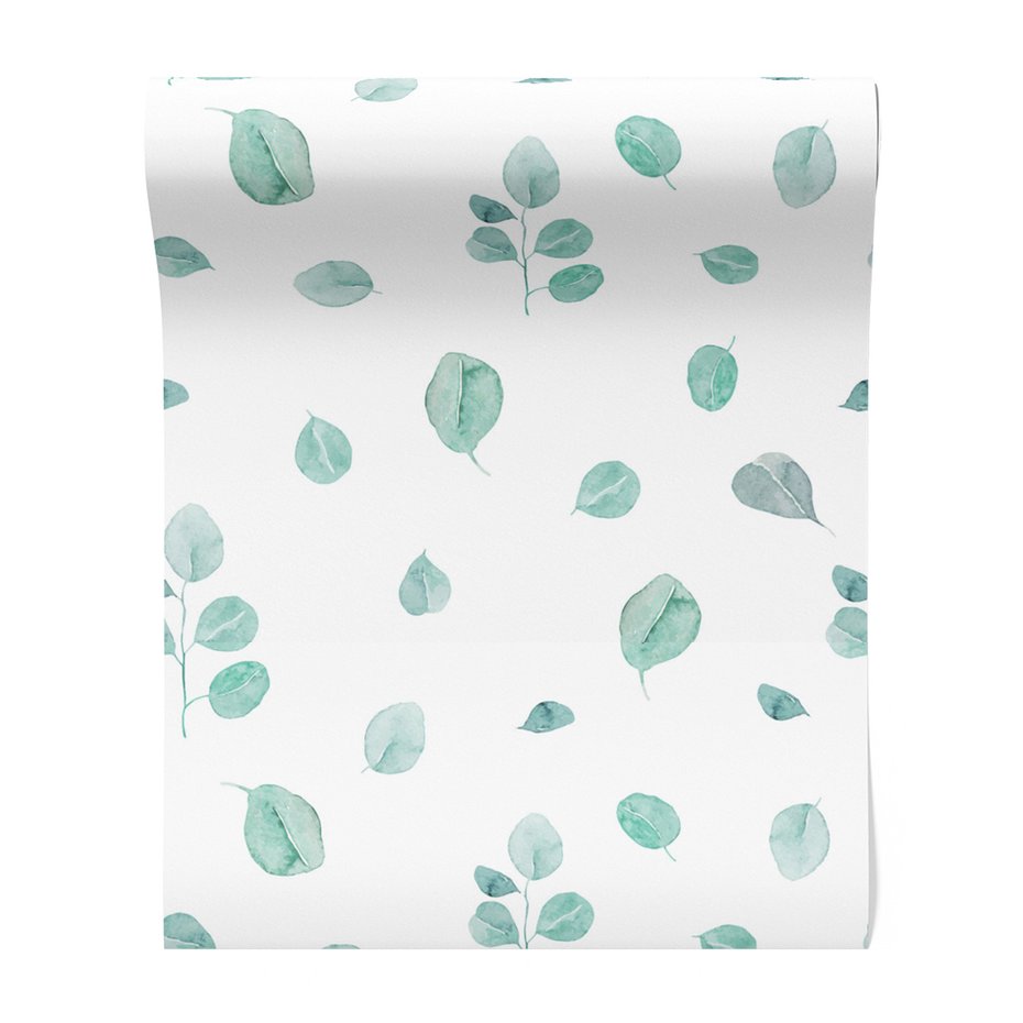 Tapeta - liście, gałązki, akwarela