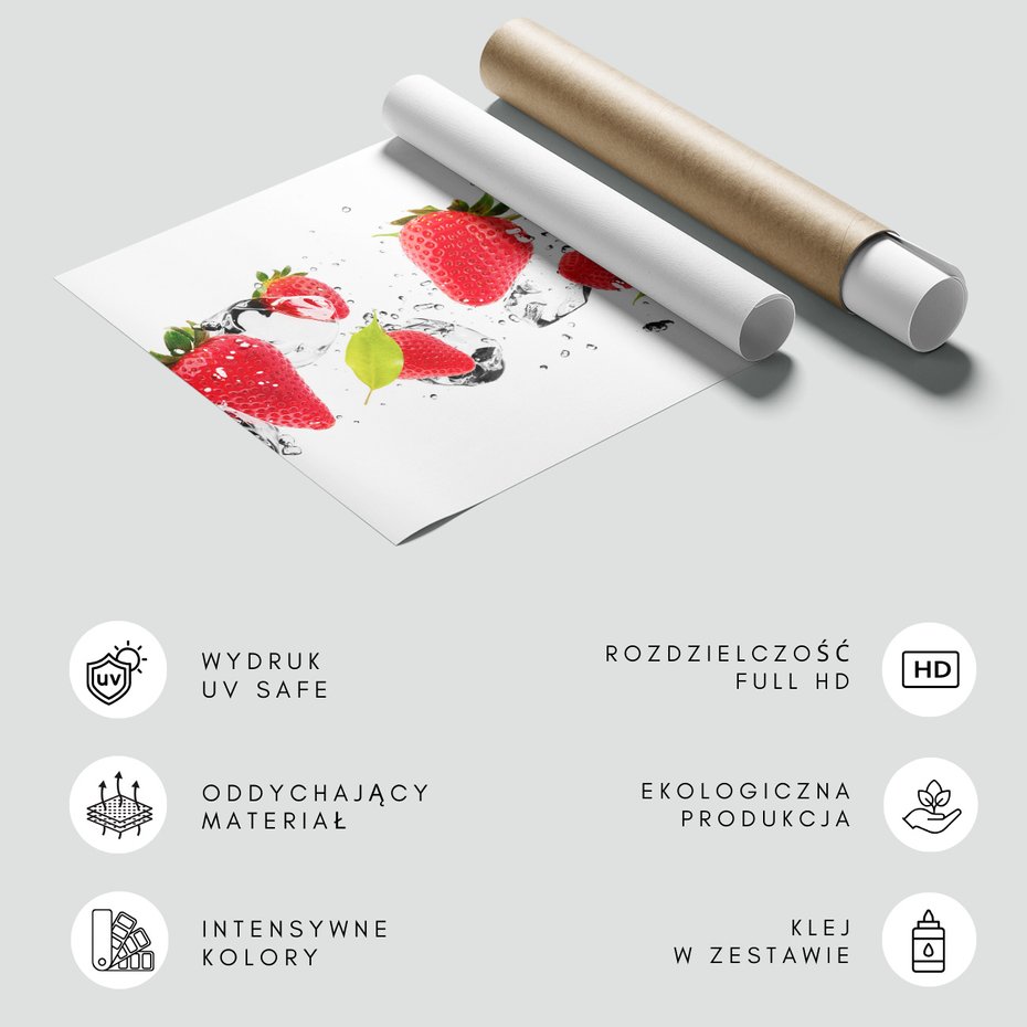 Fototapeta - truskawki, lód, świeżość