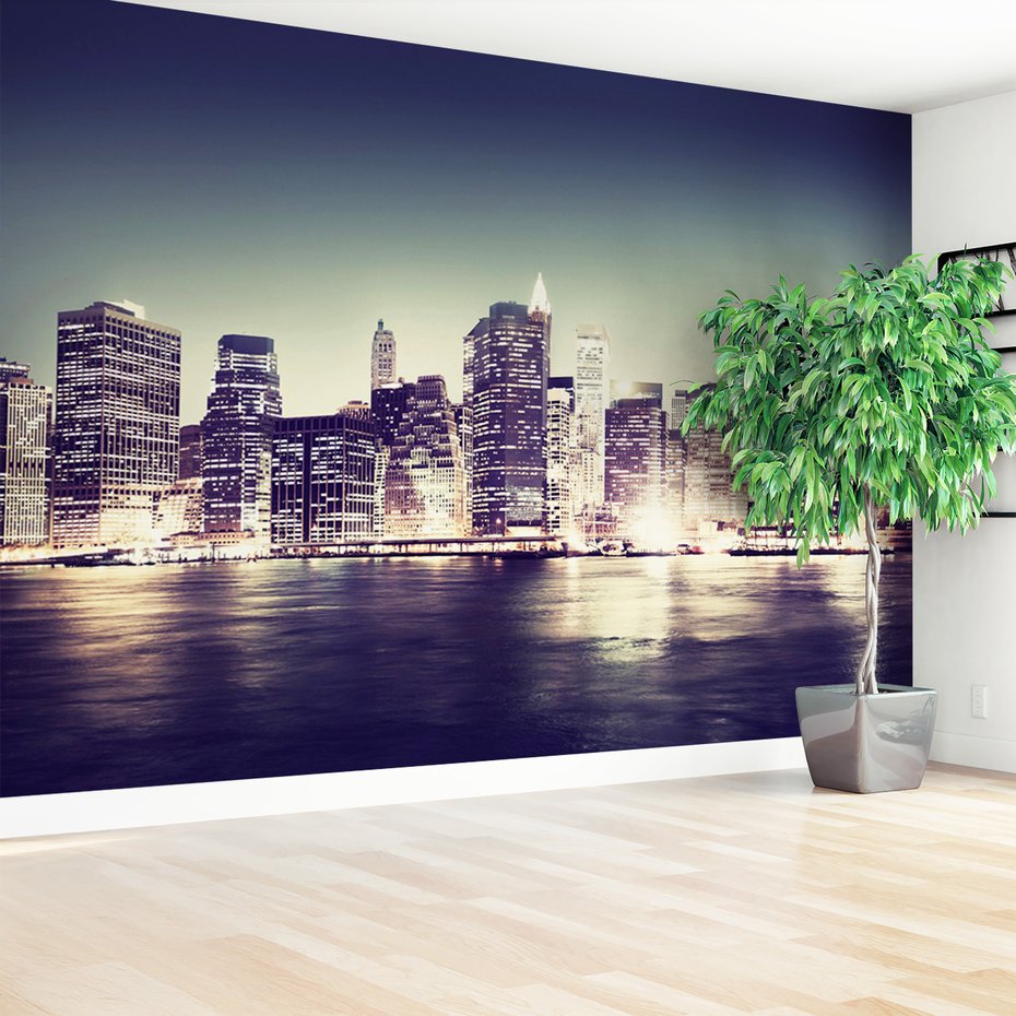 Fototapeta - miasto, noc, woda