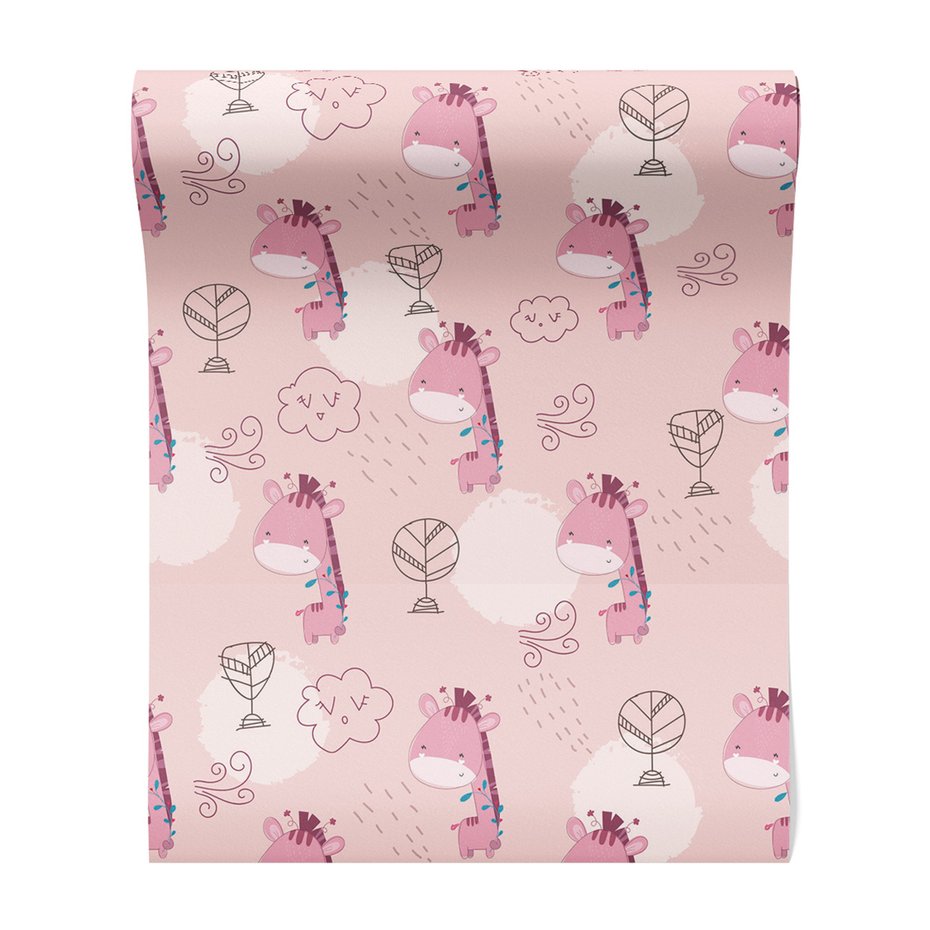 Tapeta - dziecięca, żyrafa, chmura, wiatr