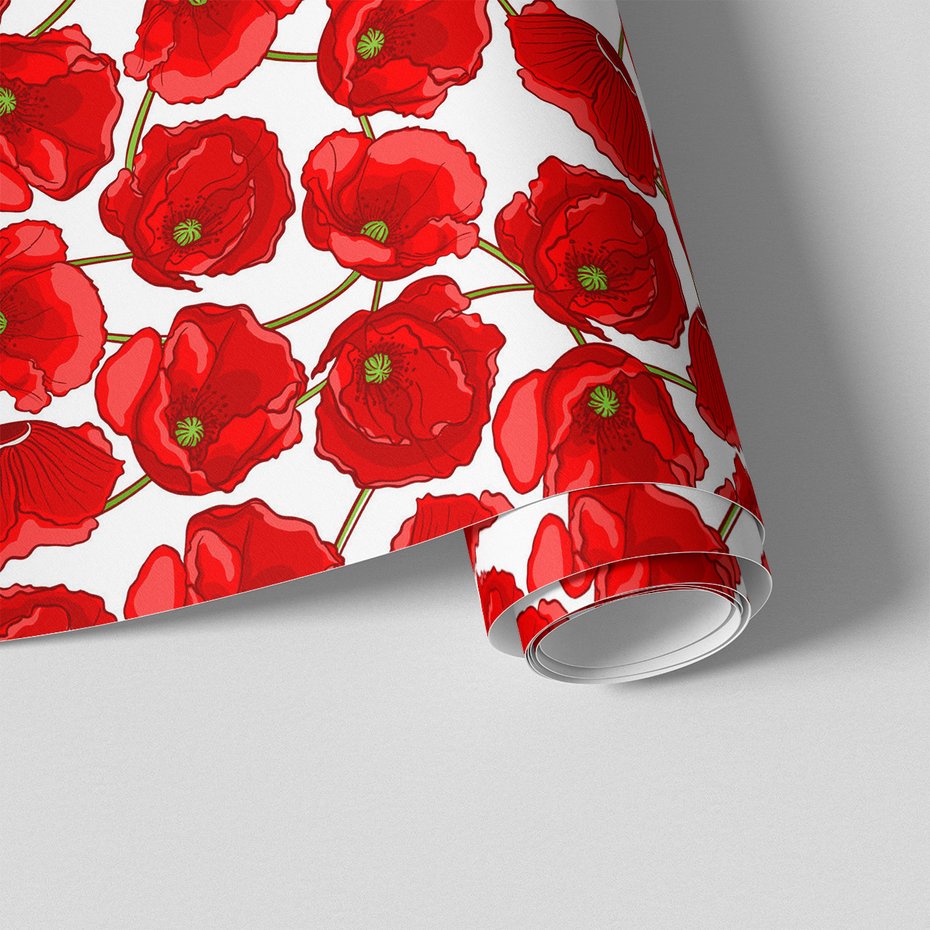 Tapeta - kwiaty, maki, wzór