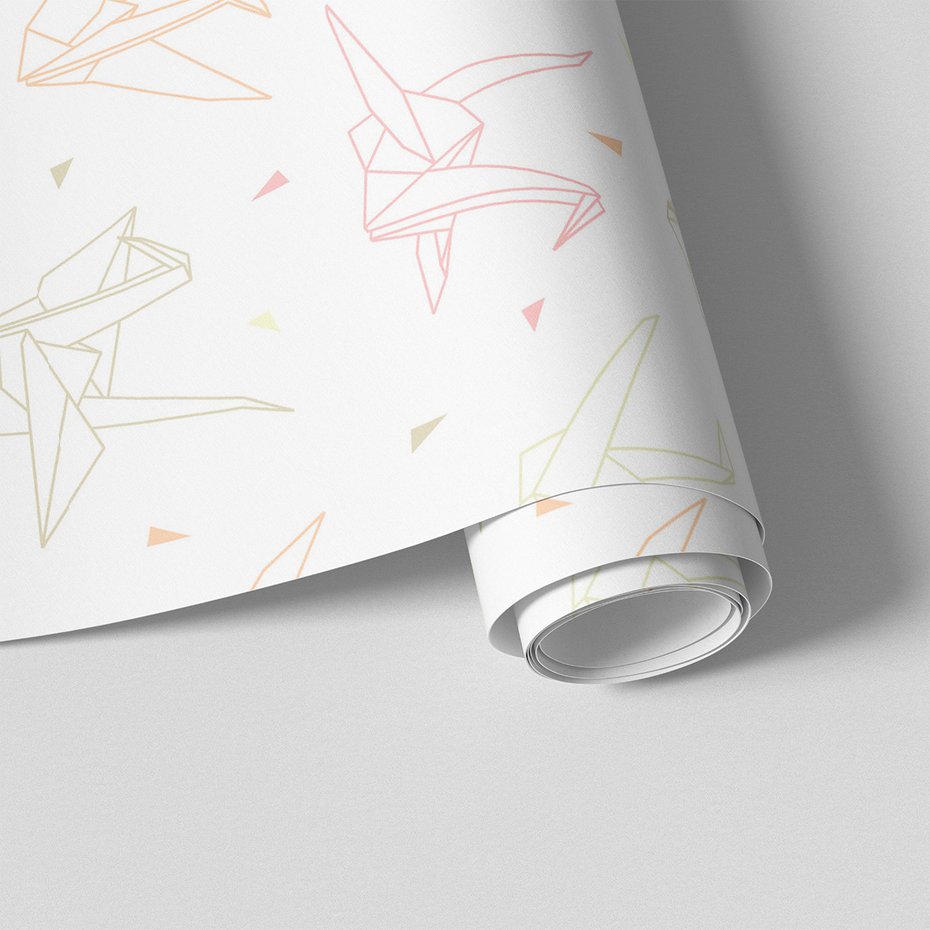 Tapeta - origami, żurawie, trójkąty