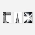 Zestaw obrazy w ramie, plakaty - architektura, budynki, miejski - rama biała