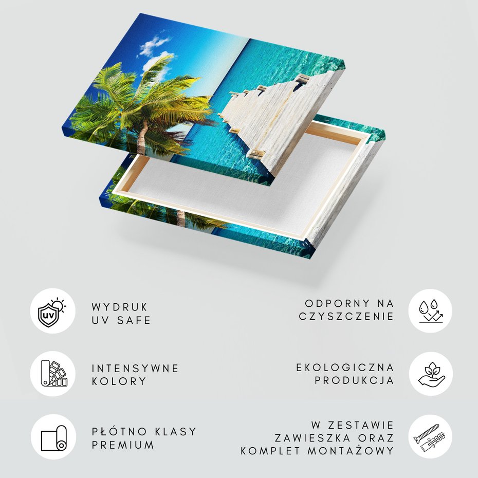 Obraz na płótnie - palma, morze, pomost