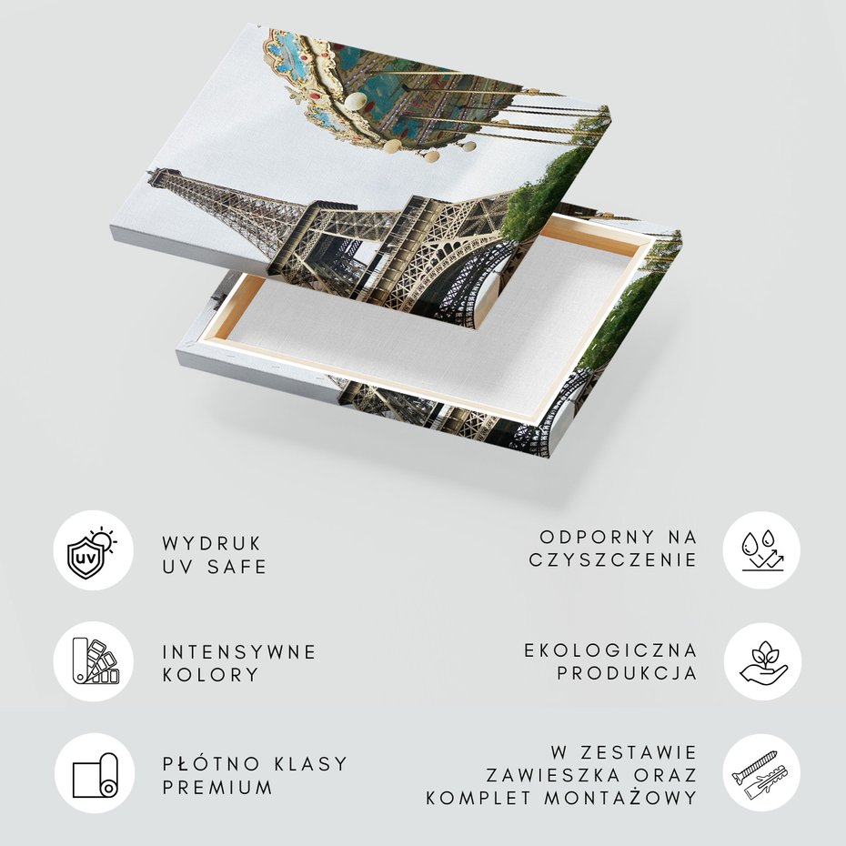 Obraz na płótnie - Paryż, Wieża Eiffla, karuzela