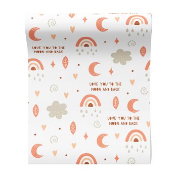 Tapeta - dziecięca, księżyc, tęcza