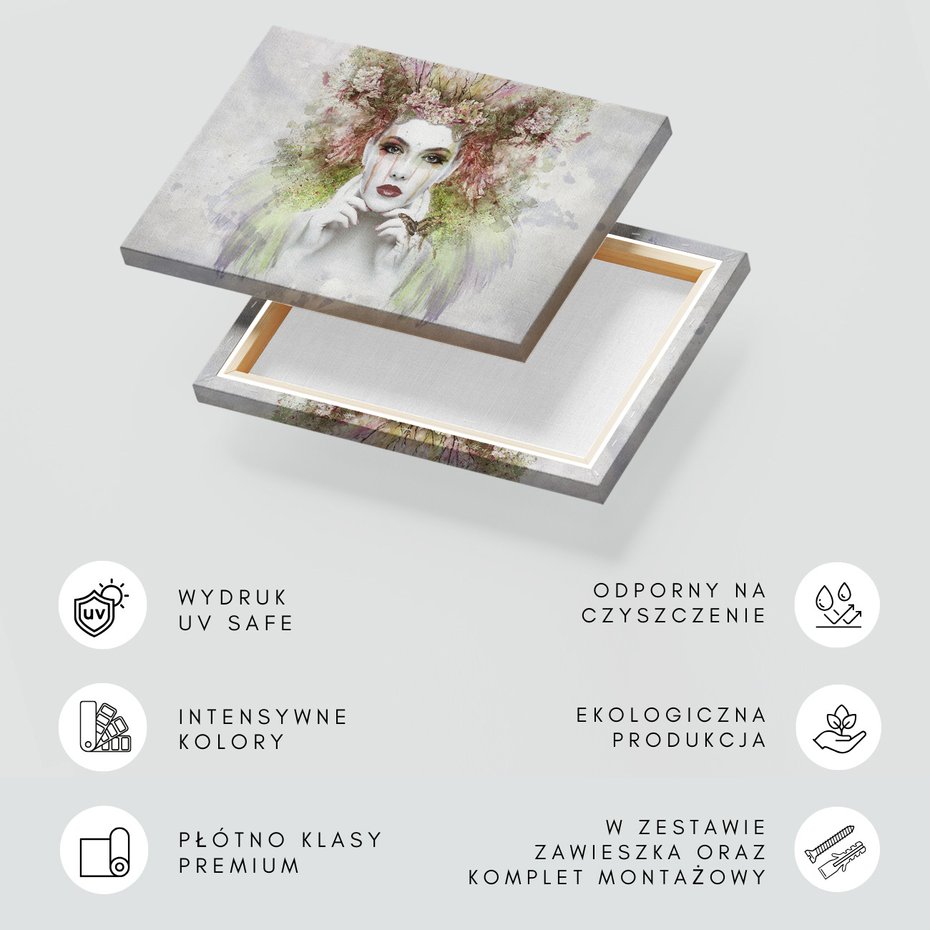 Obraz na płótnie - kobieta, kwiaty, abstrakcja