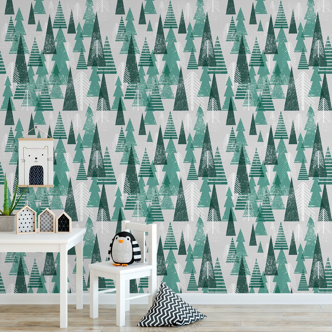 Tapeta - las, choinki, zima