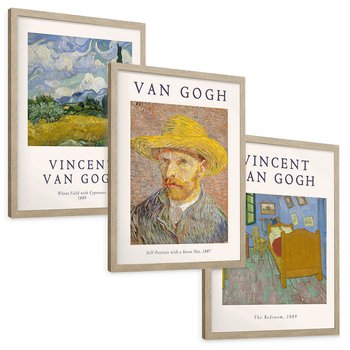 Zestaw obrazy w ramie, plakaty - Van Gogh, obrazy, sztuka - rama drewno