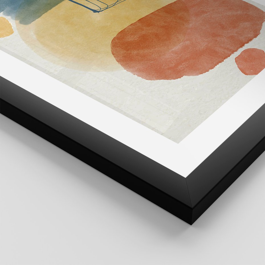 Zestaw obrazy w ramie, plakaty - abstrakcja,geometryczne,pastelowe - rama czarna