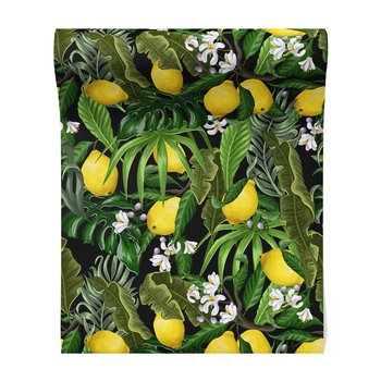 Tapeta - liście, cytryny, kwiaty