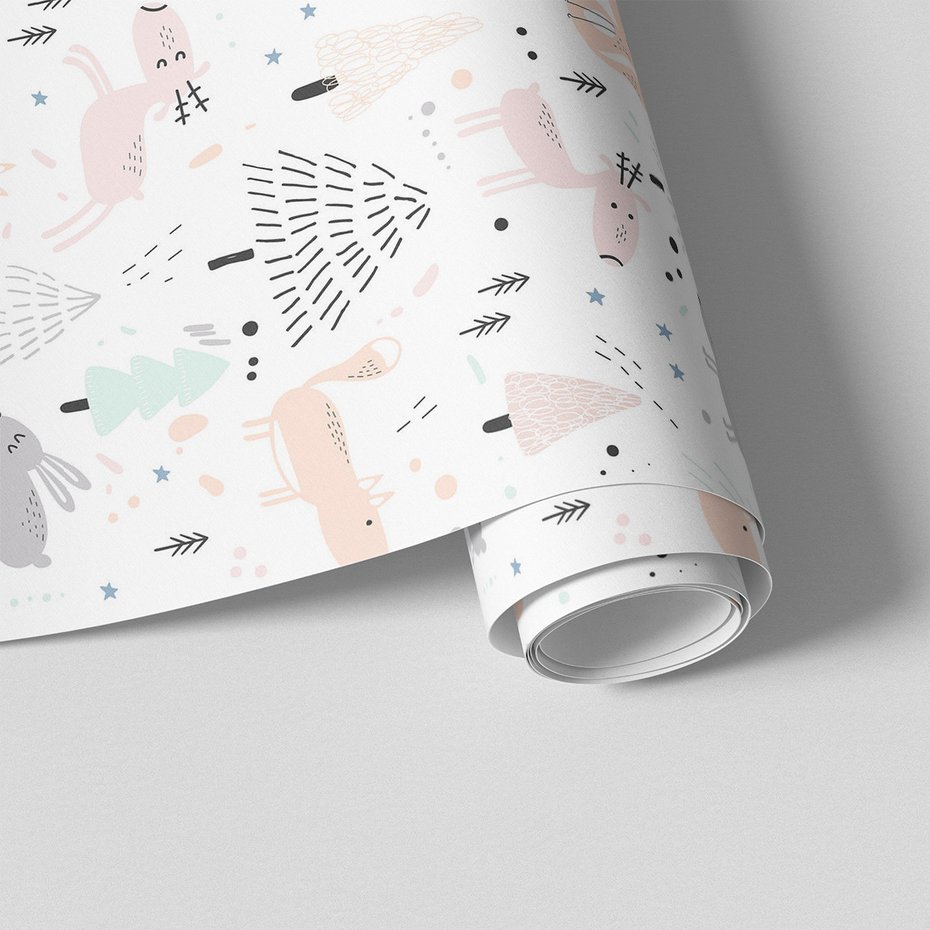 Tapeta - dziecięca, lisy, jelenie, drzewa