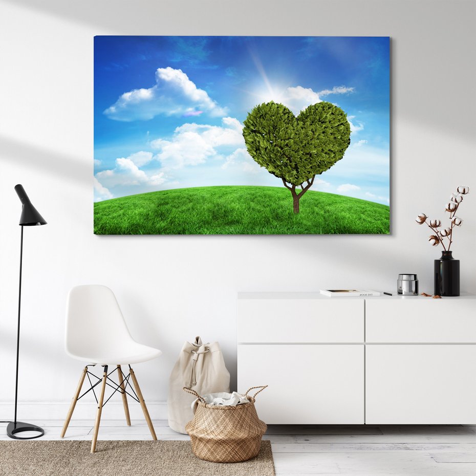 Obraz na płótnie - krajobraz, drzewo, serce