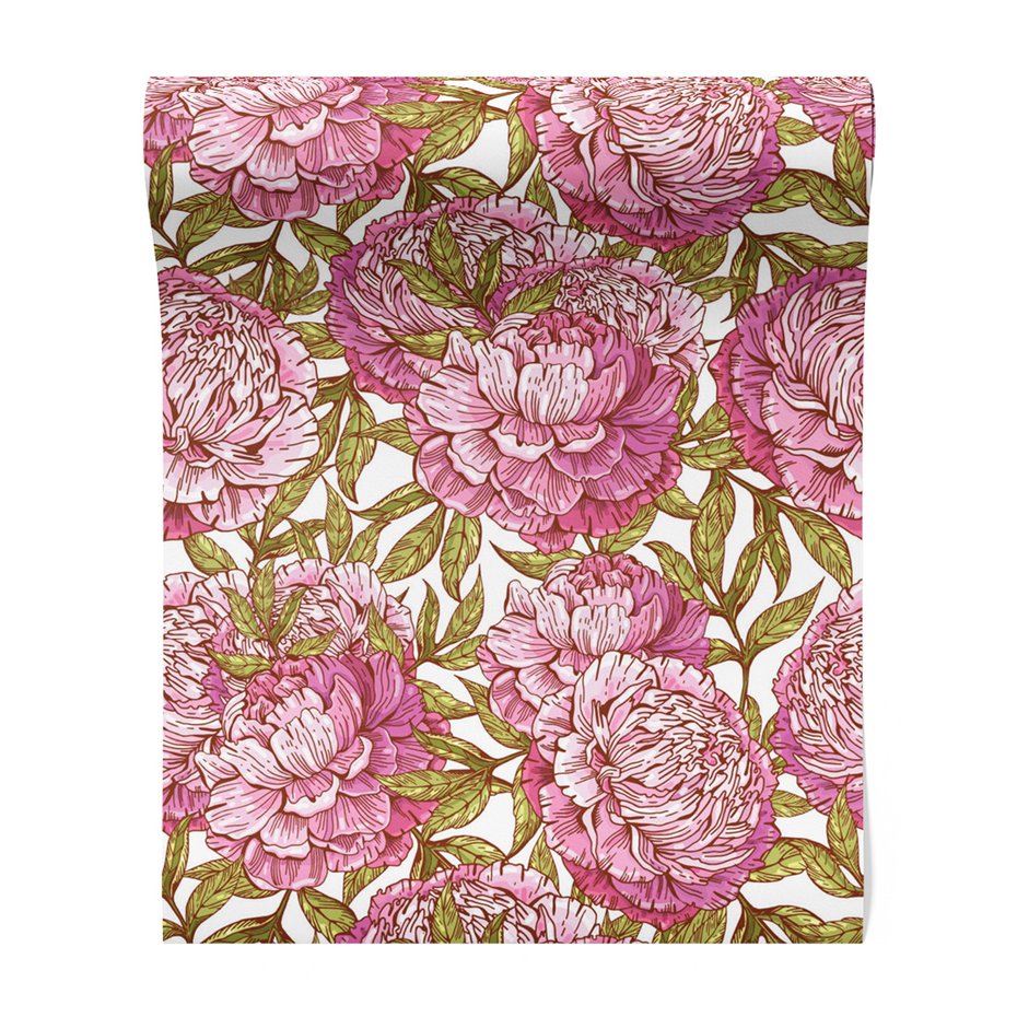 Tapeta - kwiaty, liście, rysunek