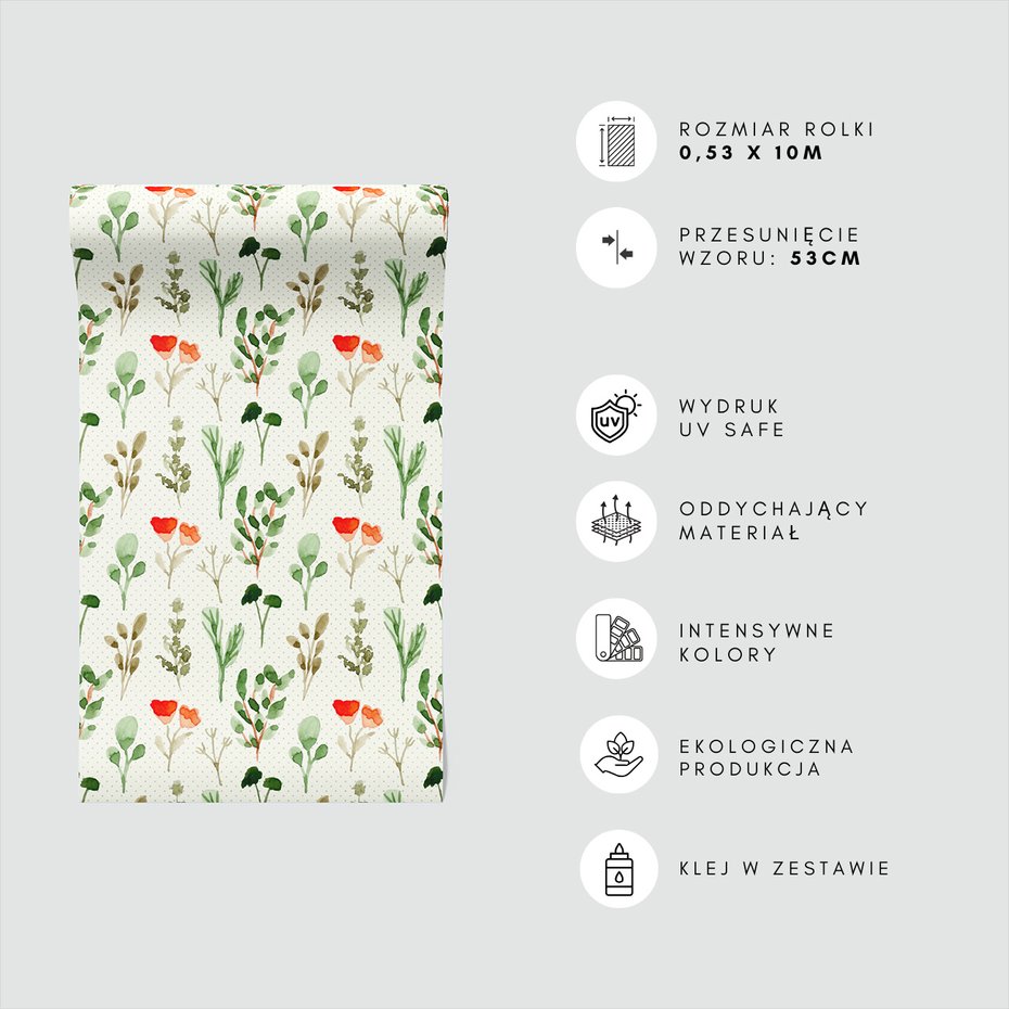 Tapeta - kwiaty, liście, gałązki