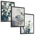 Zestaw obrazy w ramie, plakaty - eukaliptus, liście, gałązki - rama czarna