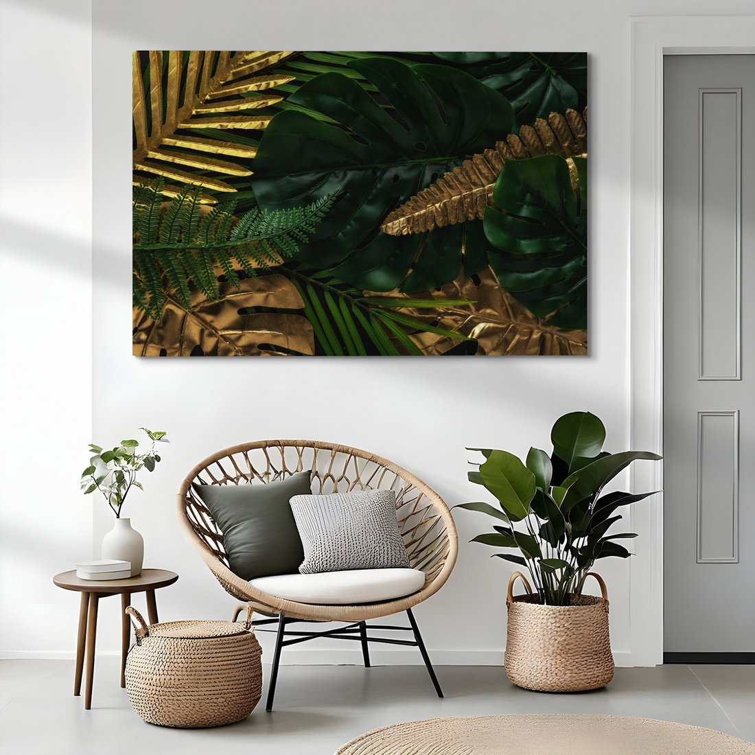 Obraz na płótnie - liście, złoto, zielony