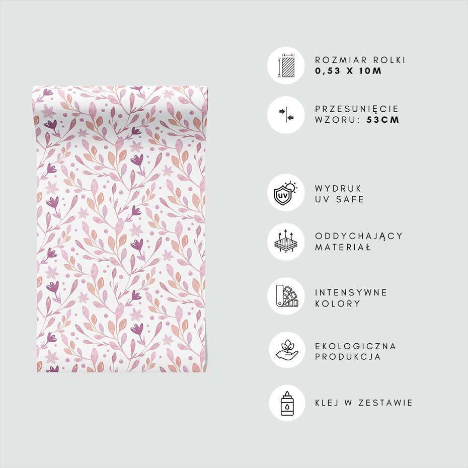Tapeta - kwiaty, liście, wzór