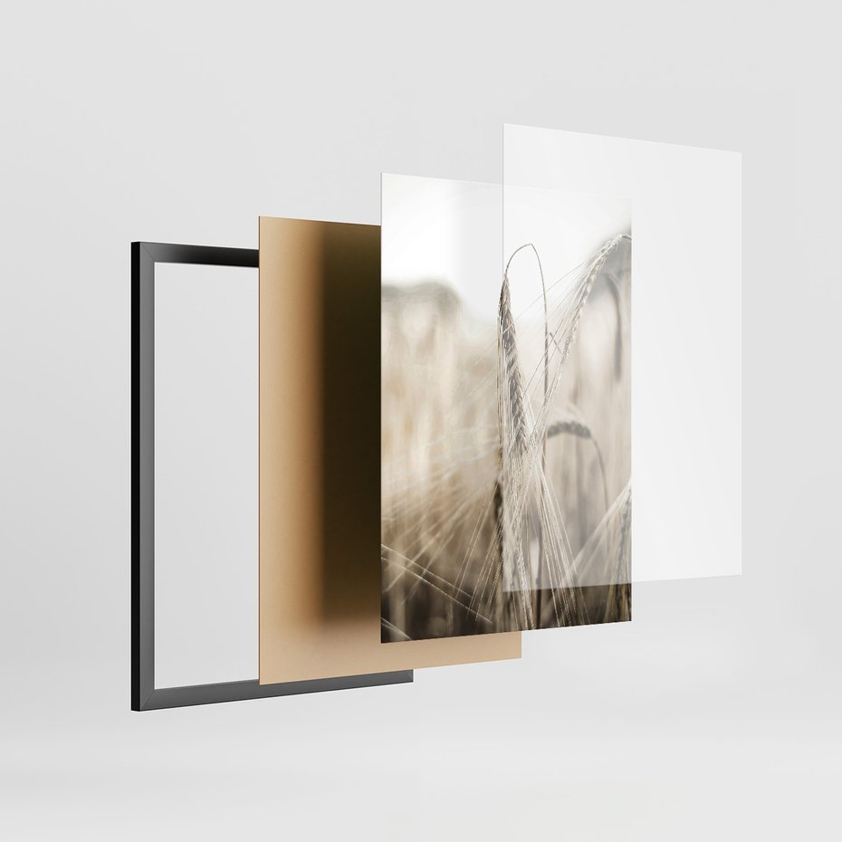 Zestaw obrazy w ramie, plakaty - pole, wieś, żniwa - rama czarna