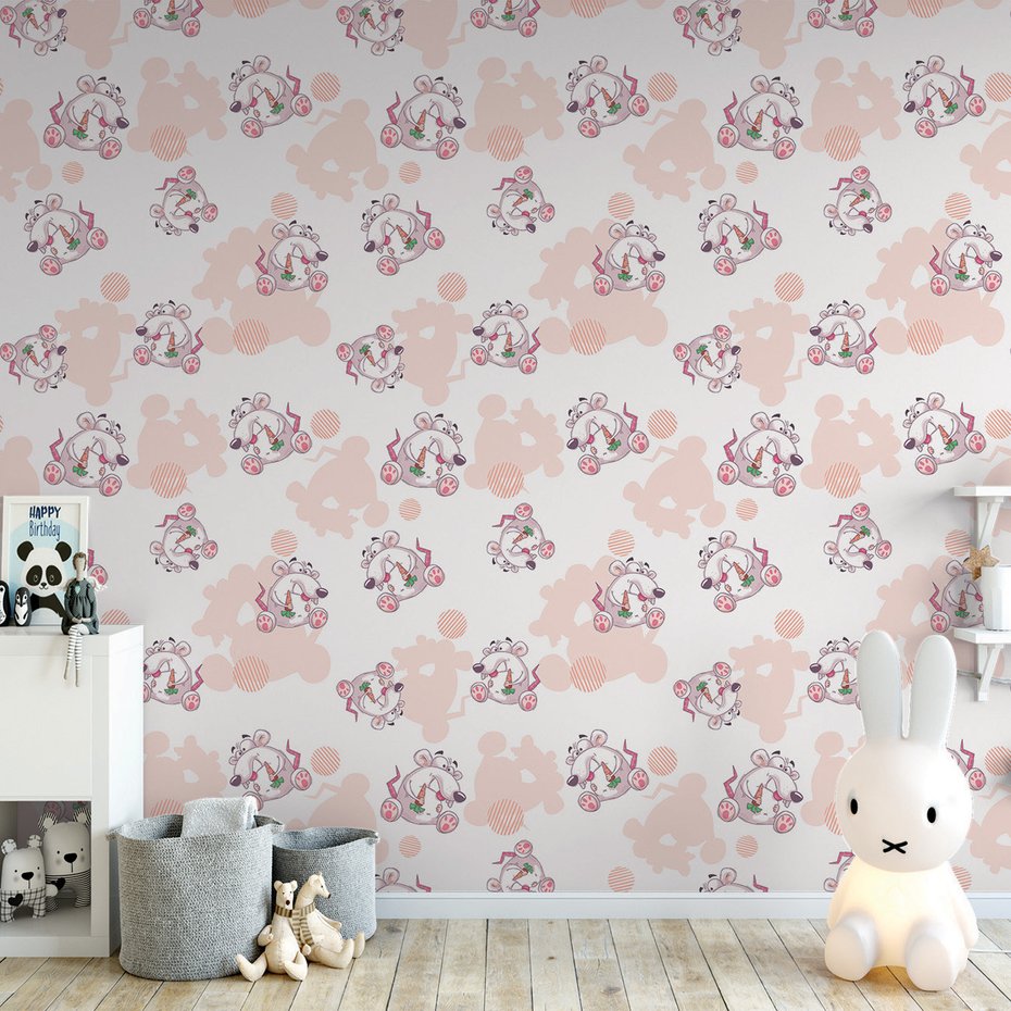 Tapeta - dziecięca, mysz, marchewka, tło