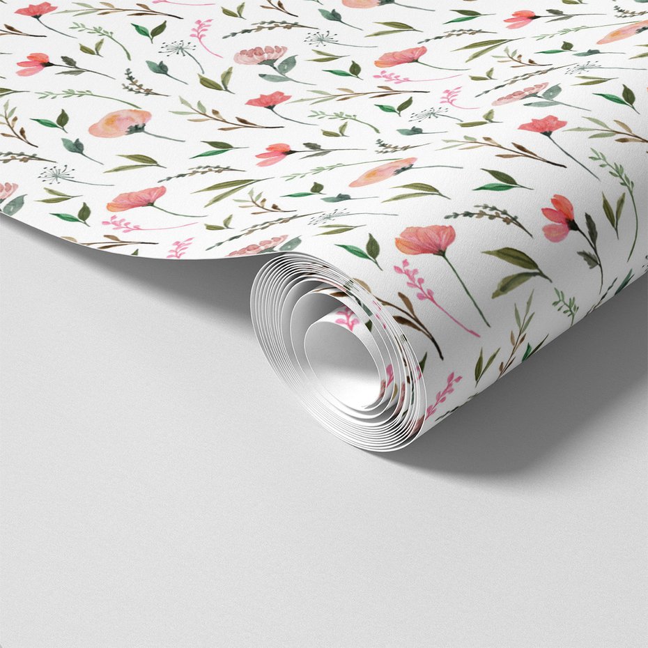 Tapeta - kwiaty, liście, gałązki