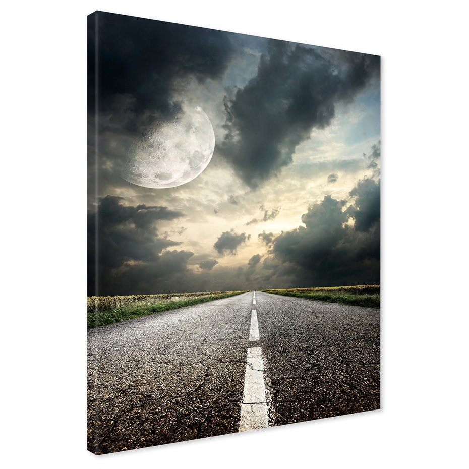 Obraz na płótnie - droga, niebo, księżyc
