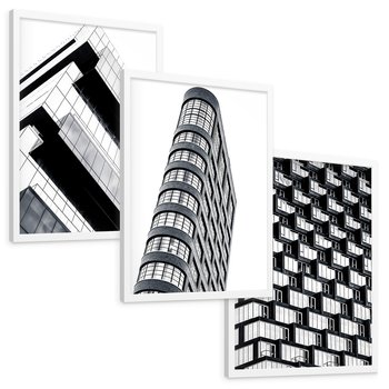 Zestaw obrazy w ramie, plakaty - architektura, budynki, miasto - rama biała