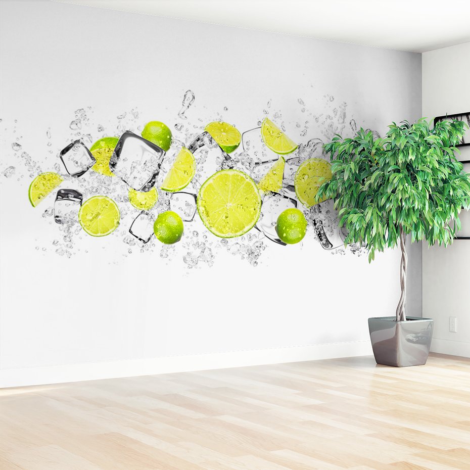 Fototapeta - limonka, lód, woda