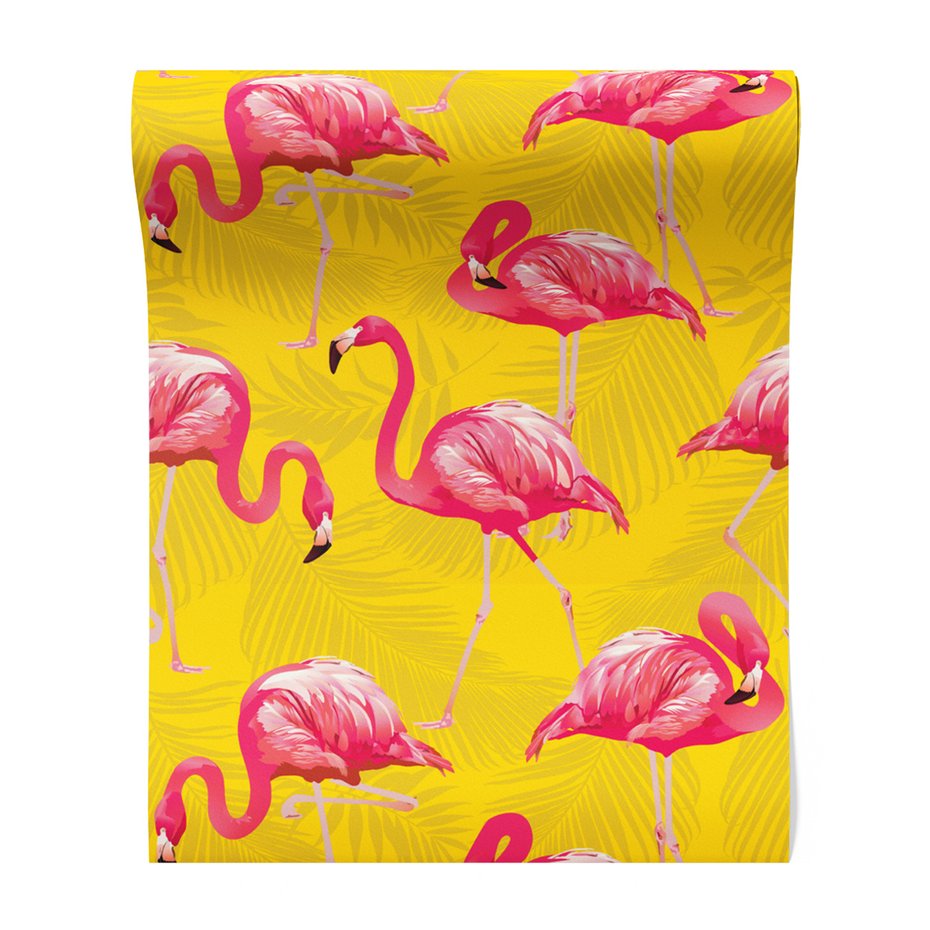 Tapeta - flamingi, liście, tło