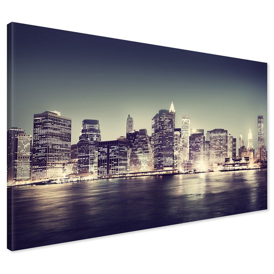 Obraz na płótnie - miasto, noc, woda