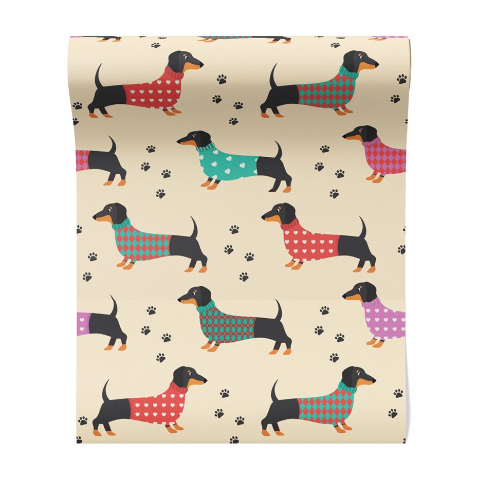 Tapeta - dziecięca, pies, ubranie, wzór