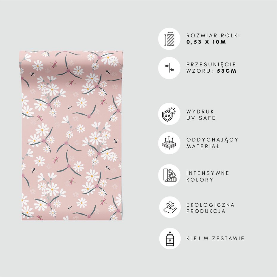 Tapeta - kwiaty, ważki, tło